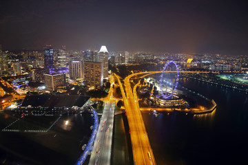 新加坡滨海湾城市风光夜景