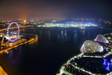 新加坡滨海湾城市风光夜景