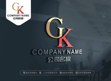 GK字母LOGO KG标志设计