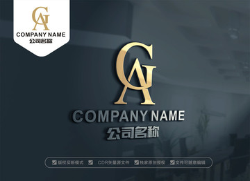 GA字母LOGO AG標(biāo)志設(shè)計(jì)