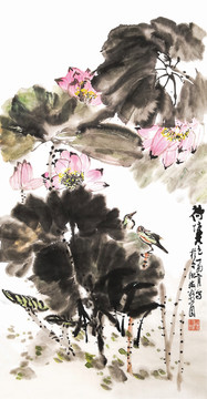 水墨荷花圖
