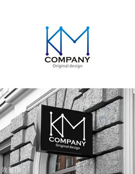 KM字母logo设计