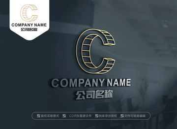 空间立体 C字母LOGO设计