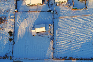 边塞雪村农家雪景 航拍