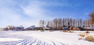 冬季雪景风光 伏尔加庄园