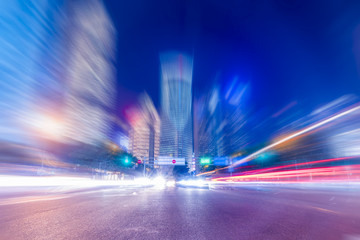 上海陆家嘴道路夜景