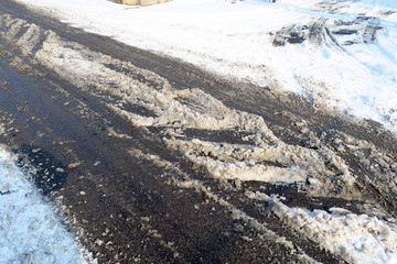 雪后道路 泥泞的道路