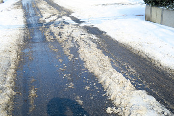 雪后道路 泥泞的道路