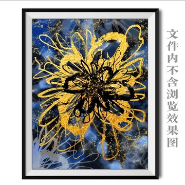 金色抽象花裝飾畫