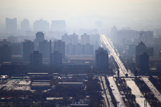 大钉子奥运塔俯视北京中轴路