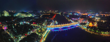 桂林漓江夜景航拍