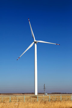 草原 风车 风力发电 电能 电