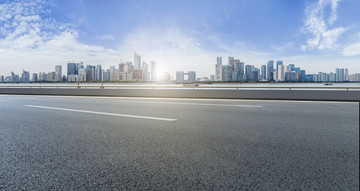 杭州城市道路摩天大楼天际线