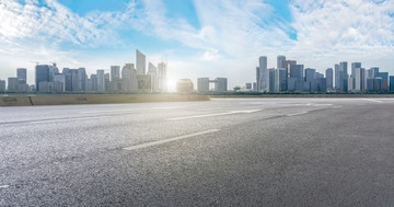 杭州城市道路和建筑景观天际