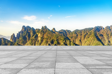 城市道路广场砖 和远山