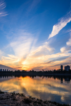 夹江日落景观