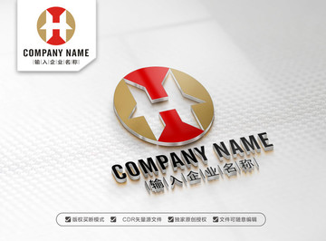 简洁H字母标志设计 H标志