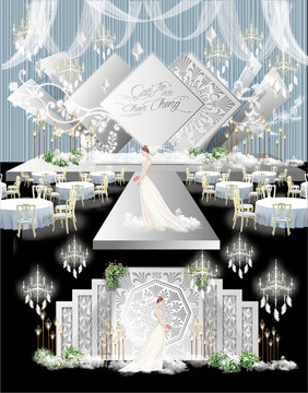 淺藍(lán)色清新婚禮背景