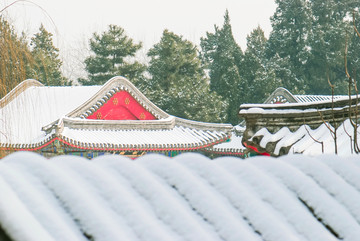 古建筑积雪