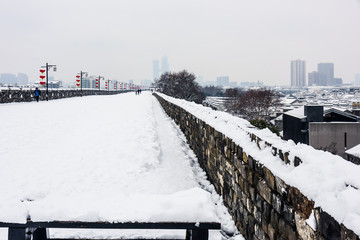 城墙上雪景