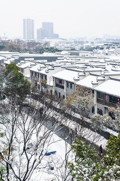 俯瞰雪后的老门东景区