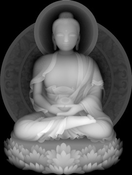 阿弥陀佛藏式佛像精雕图灰度图