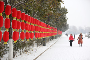 雪地红灯笼