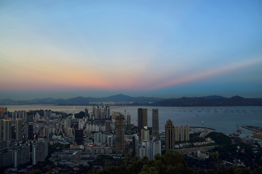 深圳湾滨海城市风光黄昏