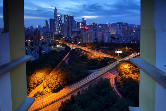 深圳福田中心区建筑风光夜景