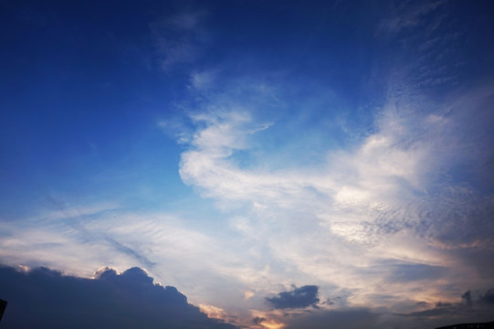 傍晚 夕阳 云朵 蓝天 天空