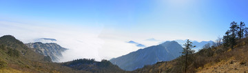 群山山峰 高山云海 全景图