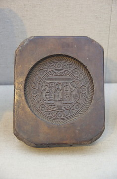 清代木雕月宫图月饼饼模具