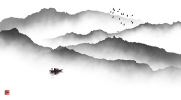 水墨山意境山川