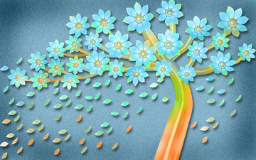 3d立體北歐一棵樹花電視背景墻