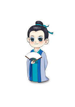 Q版古風(fēng)拿扇人物