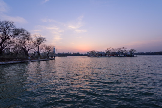 济南大明湖夕阳 （4）