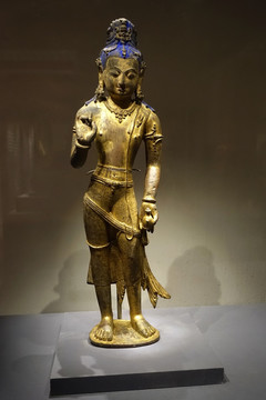 铜鎏金弥勒菩萨立像