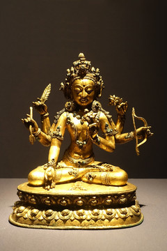 铜鎏金六臂佛母像 丹萨梯寺