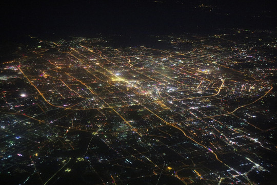 俯瞰 北京 夜景 全景