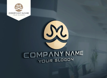 M字母金色標(biāo)志 LOGO設(shè)計