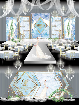白藍(lán)小清新婚禮背景