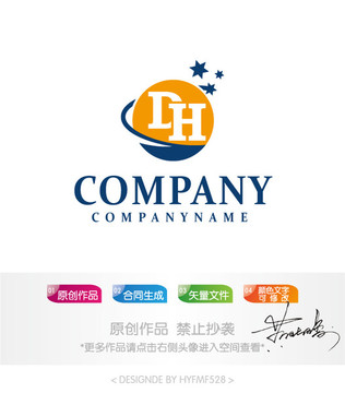 DH字母logo 标志设计