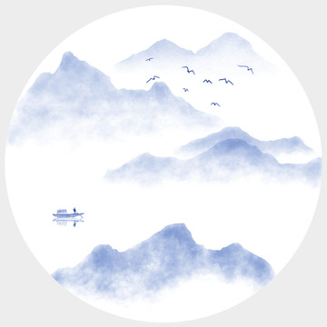 青花瓷山水畫