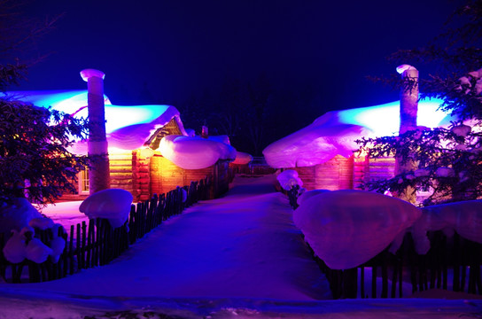 雪乡风景集合夜景