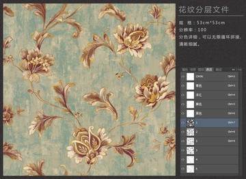 復(fù)古花紋