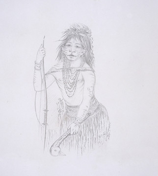 乔治卡特林 印第安人物素描