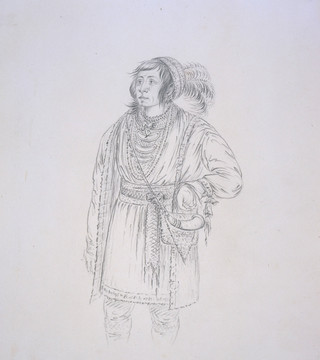 喬治卡特林 印第安人物素描