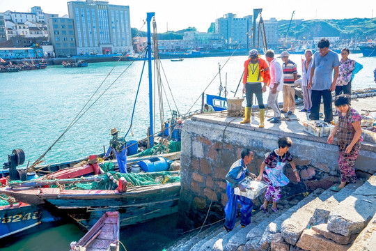 海边 渔村 渔船 码头