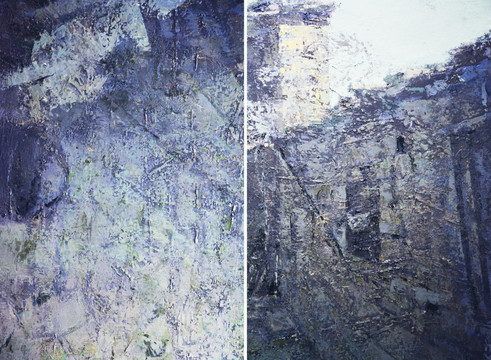 抽象油画 画廊手绘二联组合装饰