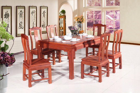 红木餐桌 花梨餐台 花梨餐桌